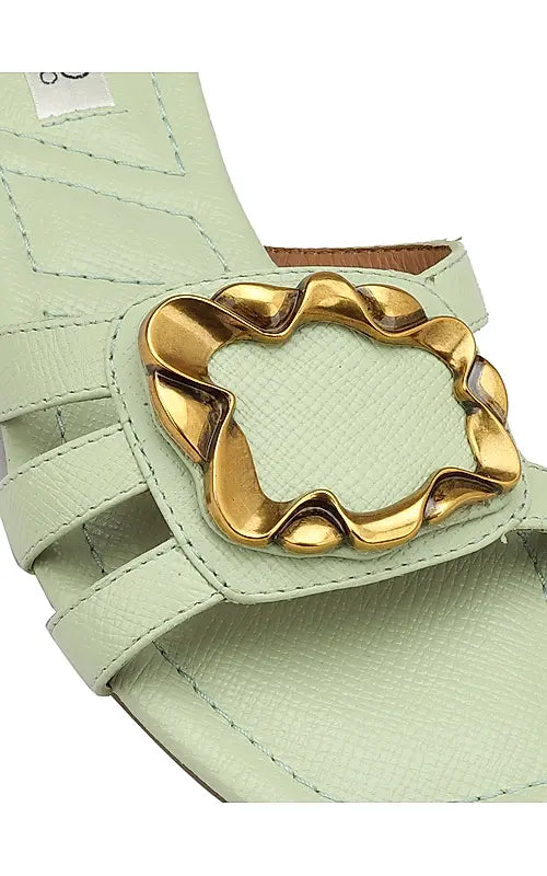 Green Embellished Flats